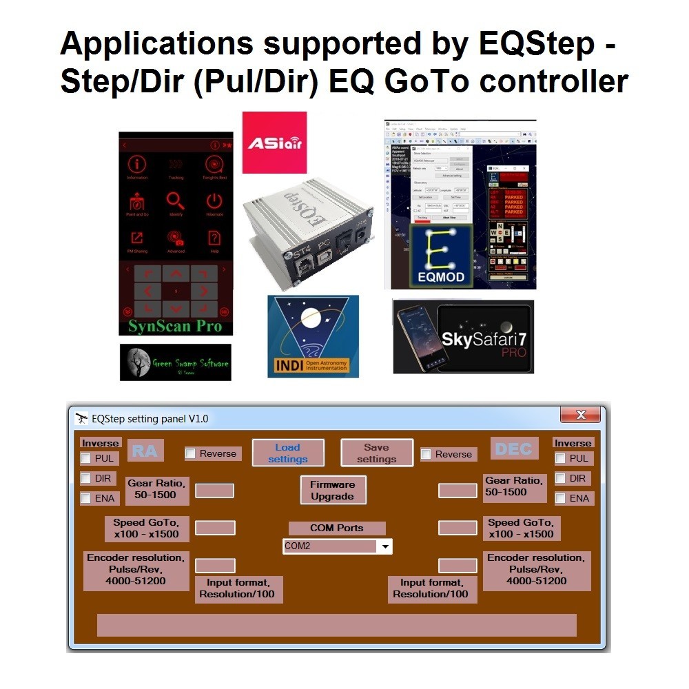 EQStep — GoTo controller for equatorial mounts with "Step/Dir" motor control