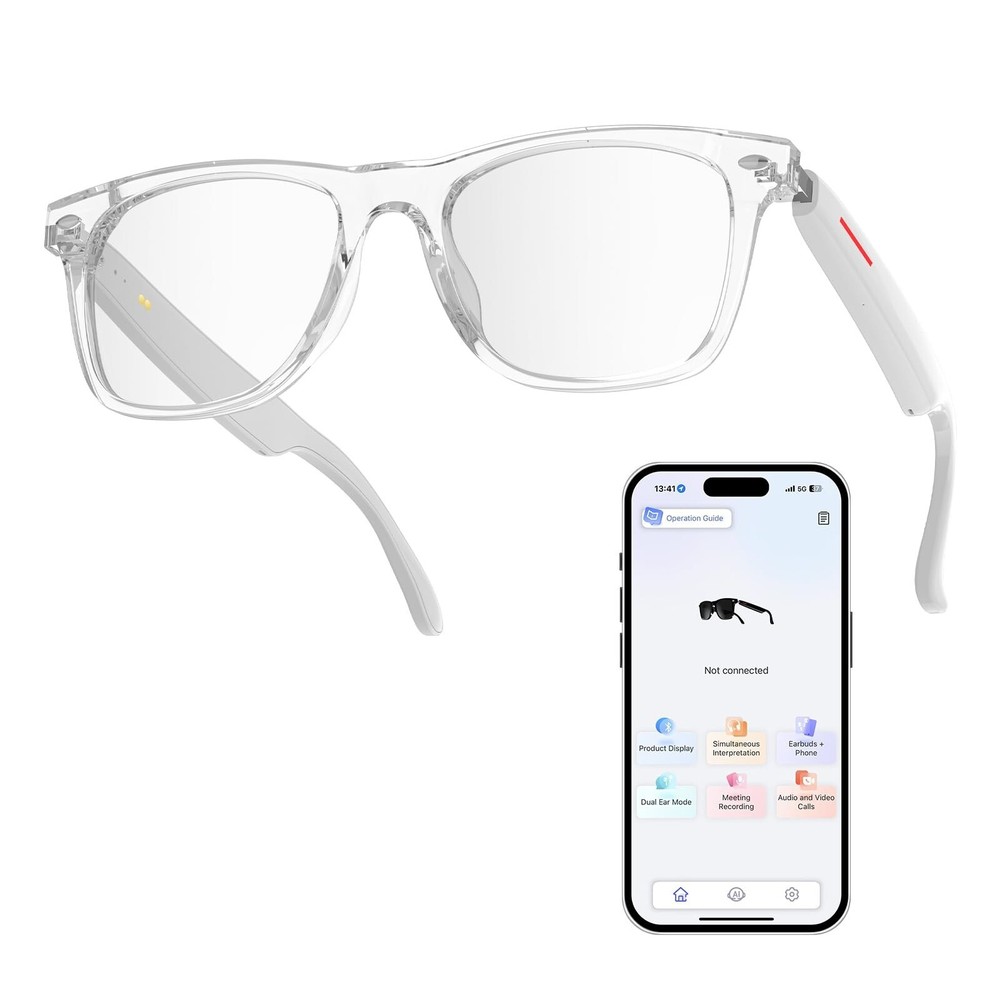 Smart Glasses with Language Translator, Wireless Bluetooth Glasses Voice Control