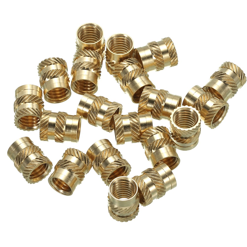 20pcs M8 Threaded Inserts Metric Knurled Nuts Brass Heat-Set Inserts