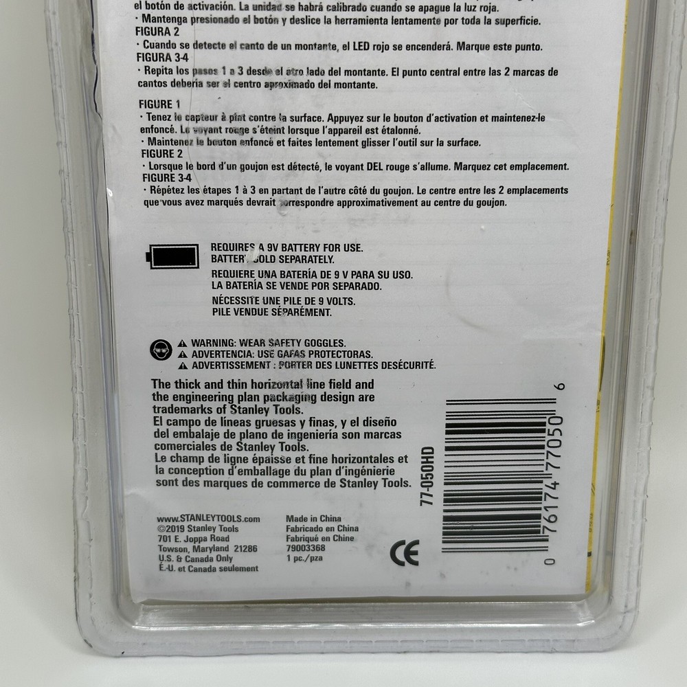 STANLEY S50 Stud Sensor: 3/4", 77-050 New Open Box