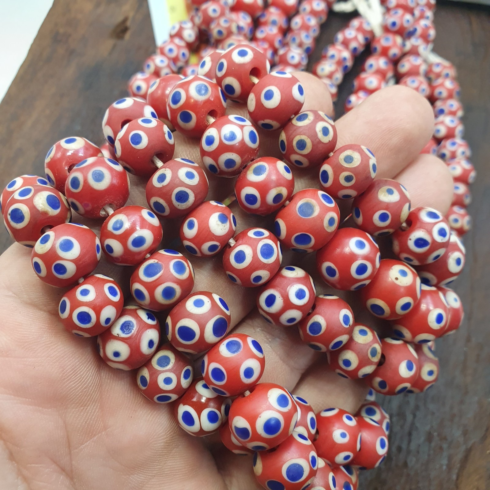 Red Skunk Beads African Style Glass Round Blue White Eye Beads Jewelry Making