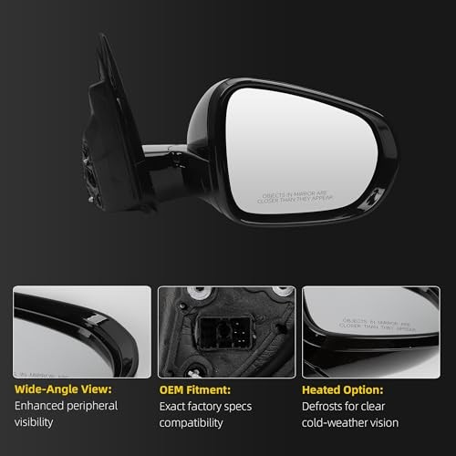 Side Rear View Mirror Compatible with 2021-2024 Right Passenger Side