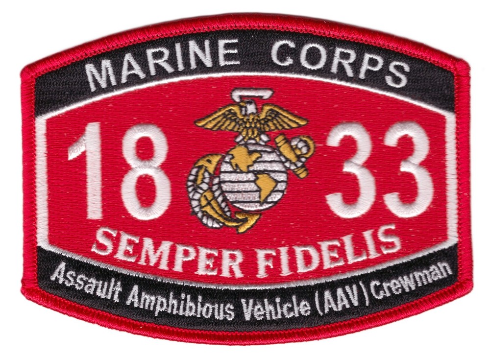 1833 Assault Amphibious Vehicle AAV Crewman MOS Patch