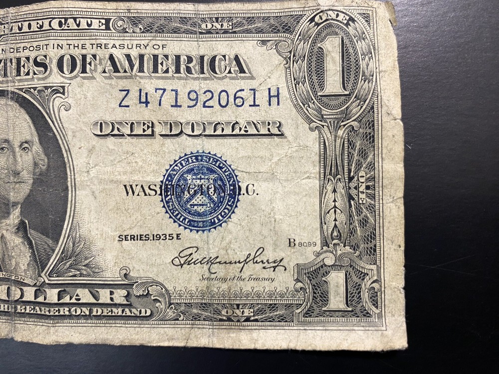 1935E RARE ERROR DOLLAR BILL SILVER CERTIFICATE