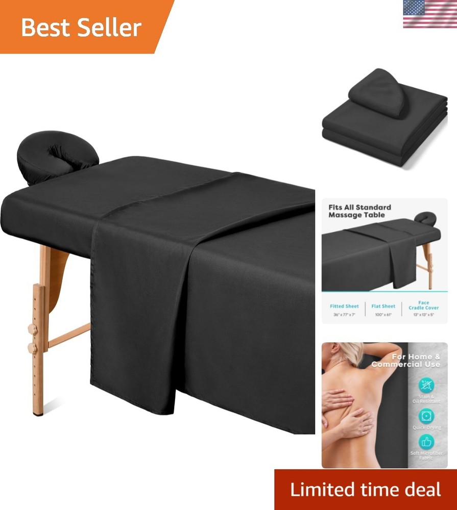 Massage Table Sheets Sets, 3 Pcs Professional Microfiber Massage Bed Cover Sh...
