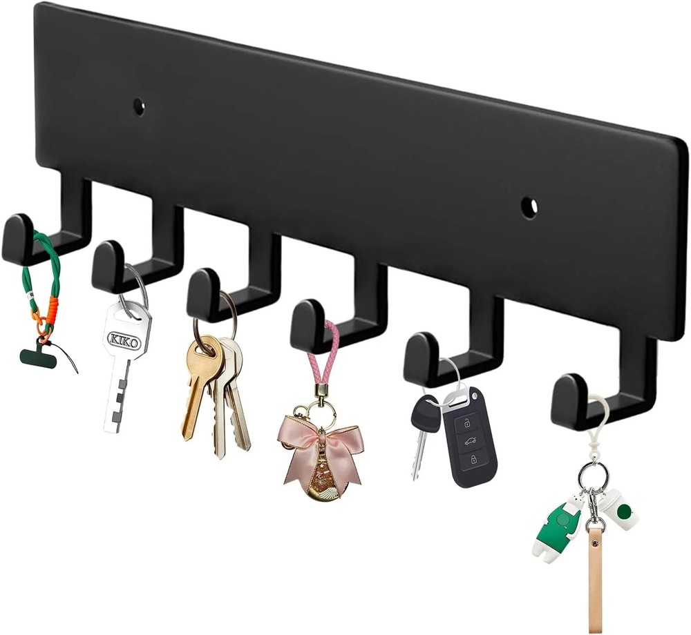 Key Holder Wall Mount with 6 Hooks - Key Rack Organizer for Entryway, Kitchen &