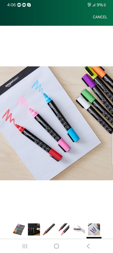 Bullet/Chisel Reversible Tip Chalk Markers, Bold Point, 8 Pack, Bright Colors