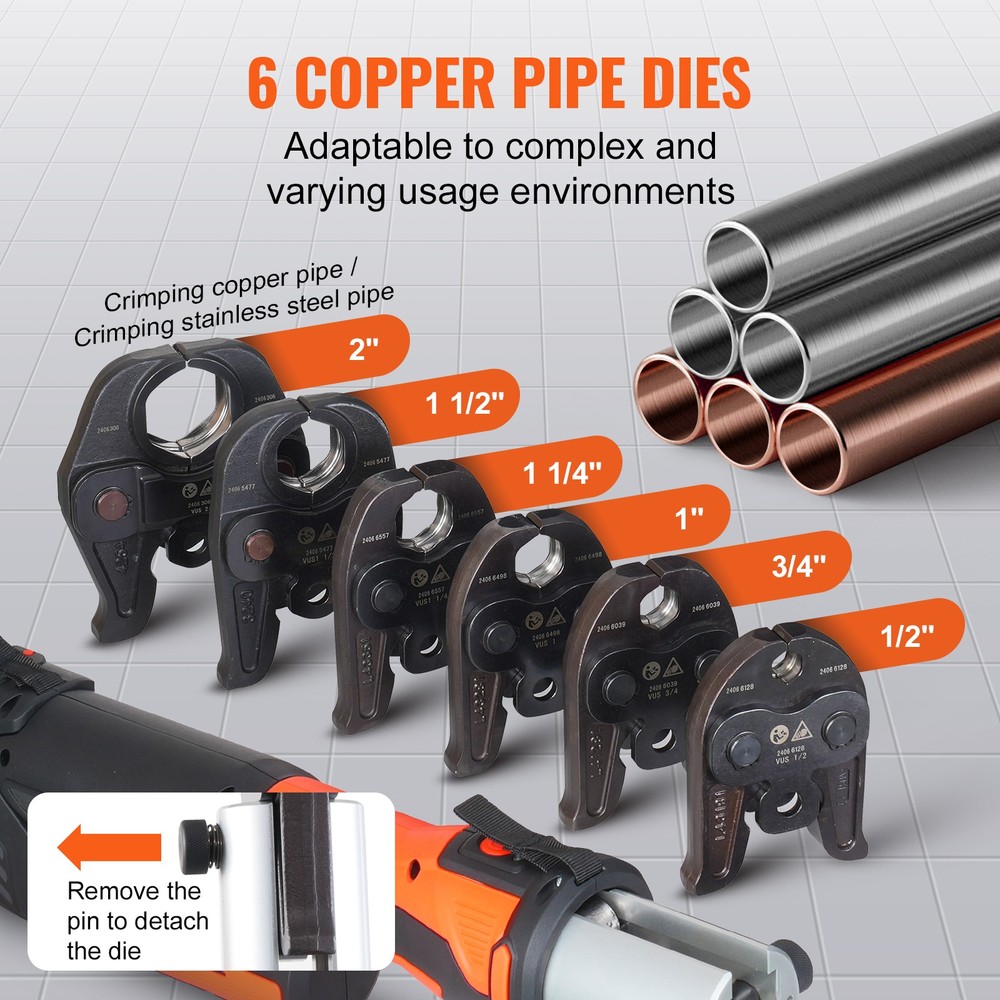 Pro Press Tool Pipe Crimping Kit Press Tool Battery Kit with 6 Jaws