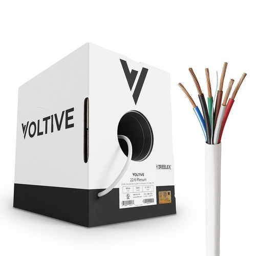 Voltive 22/6 Low Voltage Wire, Plenum CL3P, White, 500ft - 500ft, White
