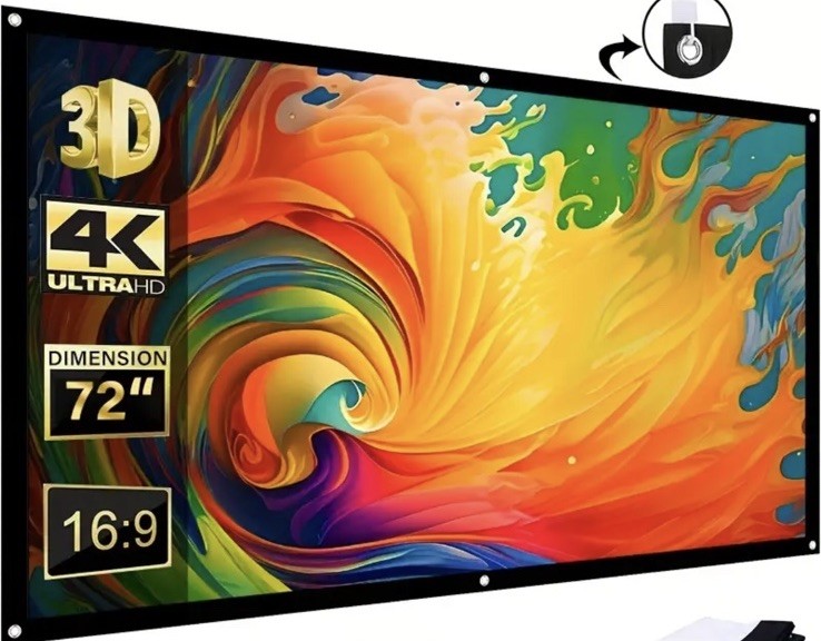 72" 16:9 Wall Mountable Multicolor Projection Screen Material