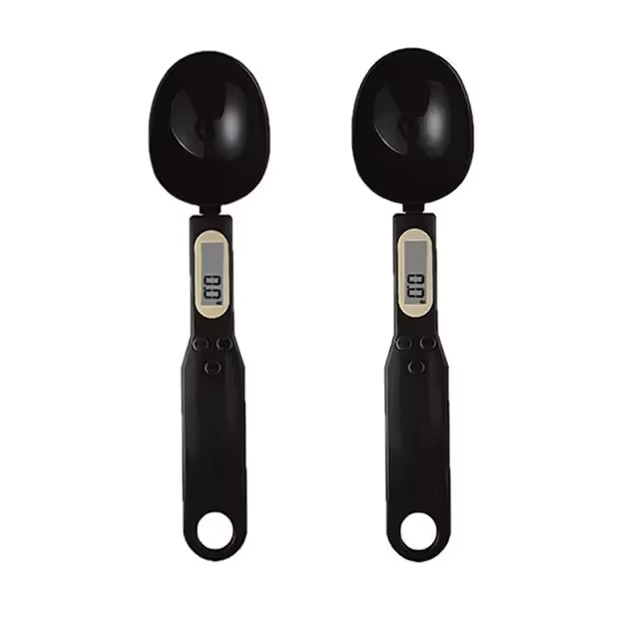 2PCS Digital Spoon Scale 0.1-500g LCD Kitchen Measuring Spoon Black