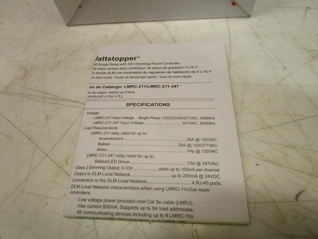 LMRC-211 LEGRAND WATTSTOPPER DLM SINGLE RELAY ROOM CONTROLLER
