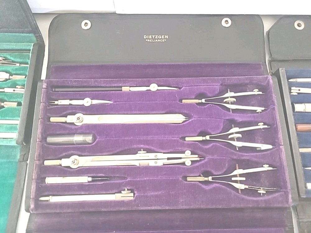Vintage Drafting Tool Sets Posts Dietzgen Charvoz Drp Schioetz-Tomometer Tools