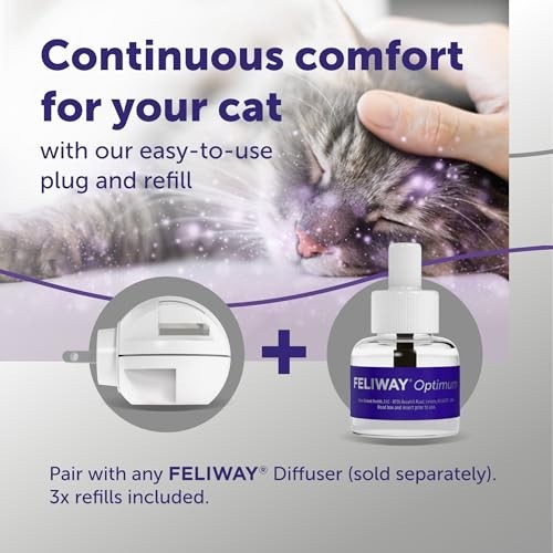 Cat Calming Pheromone Diffuser Refills - 3 x 30 Day Value Pack, Stress Relief fo