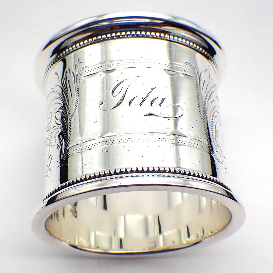 Engraved Scroll Napkin Ring Gorham Sterling Silver Mono Ida