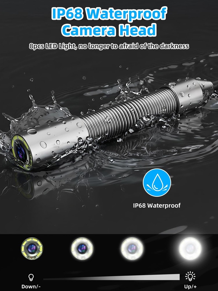 Sewer Camera, 5" IPS HD Pipe Inspection Camera,Built-in 32GB DVR with Microph...