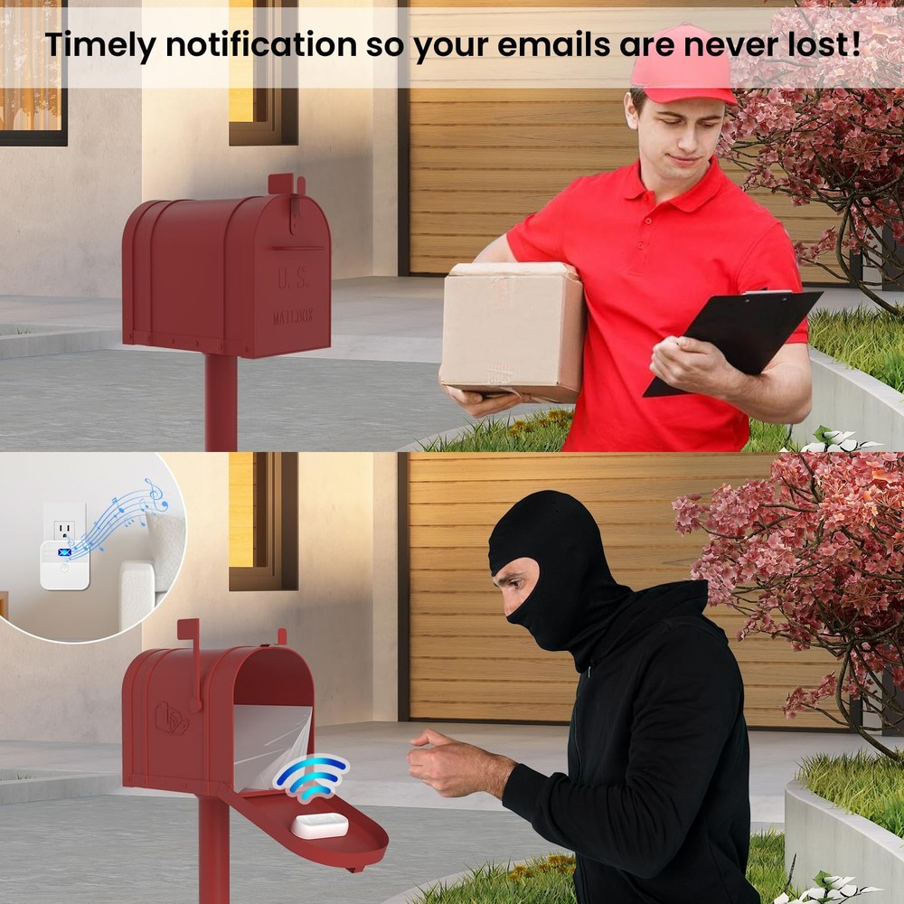 Mailbox Alarm, Wireless Long Range Mailbox Alert, Mailbox Chime Notification ...