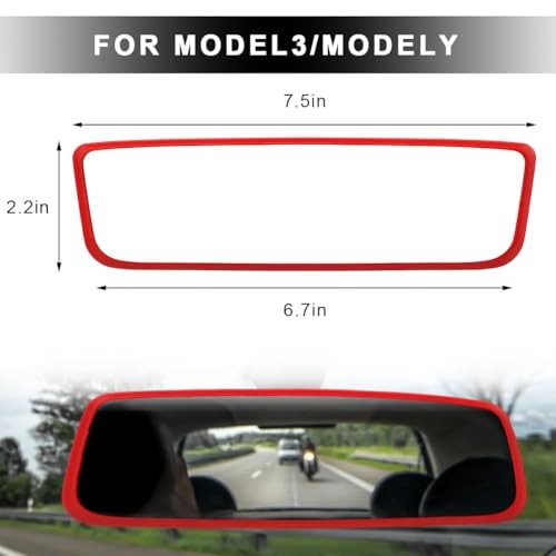 Rear View Mirror Protector Frame, Soft Silicone Auto Rear View Mirror Red