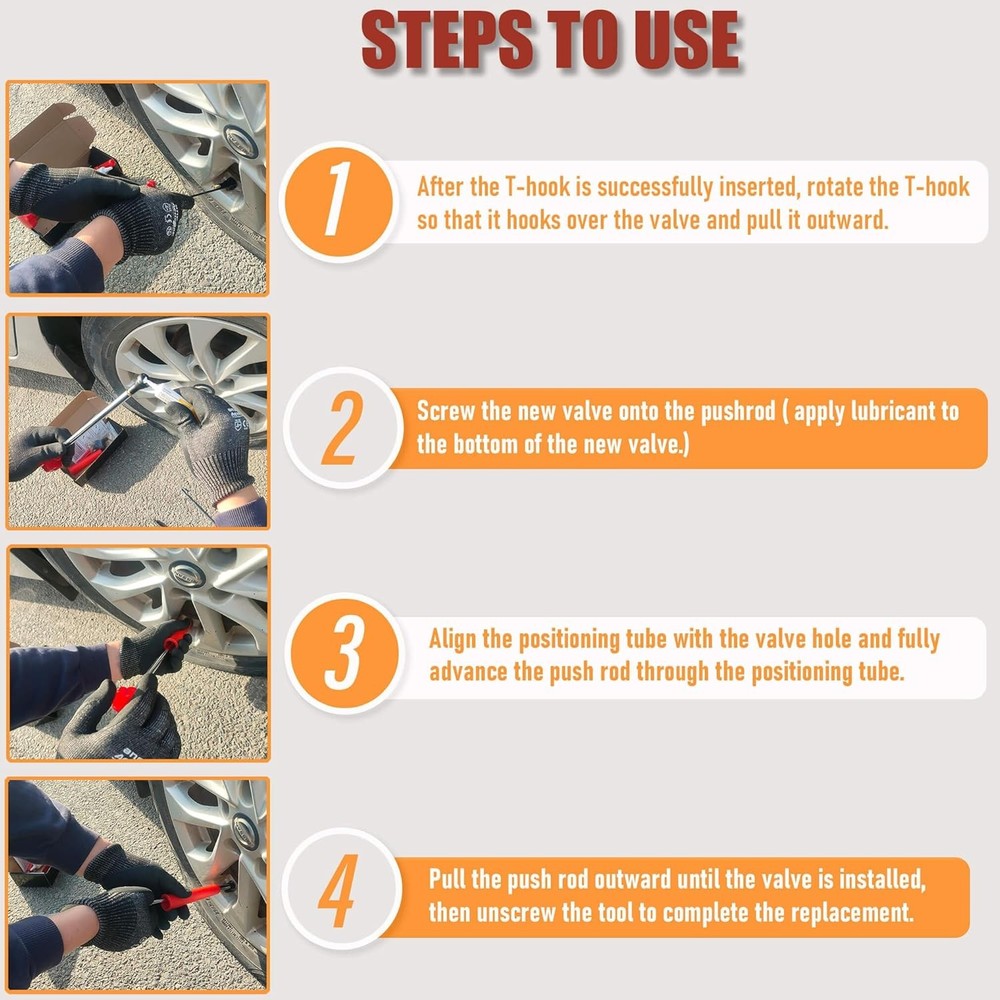 Tire Valve Stem Quick Replacement Tool Kit（51025）, Valve Stem Installation T