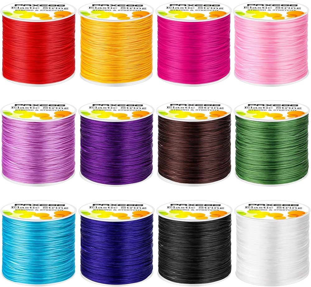 PAXCOO 12 Rolls Elastic String for Bracelets, Stretch Magic Multicolors