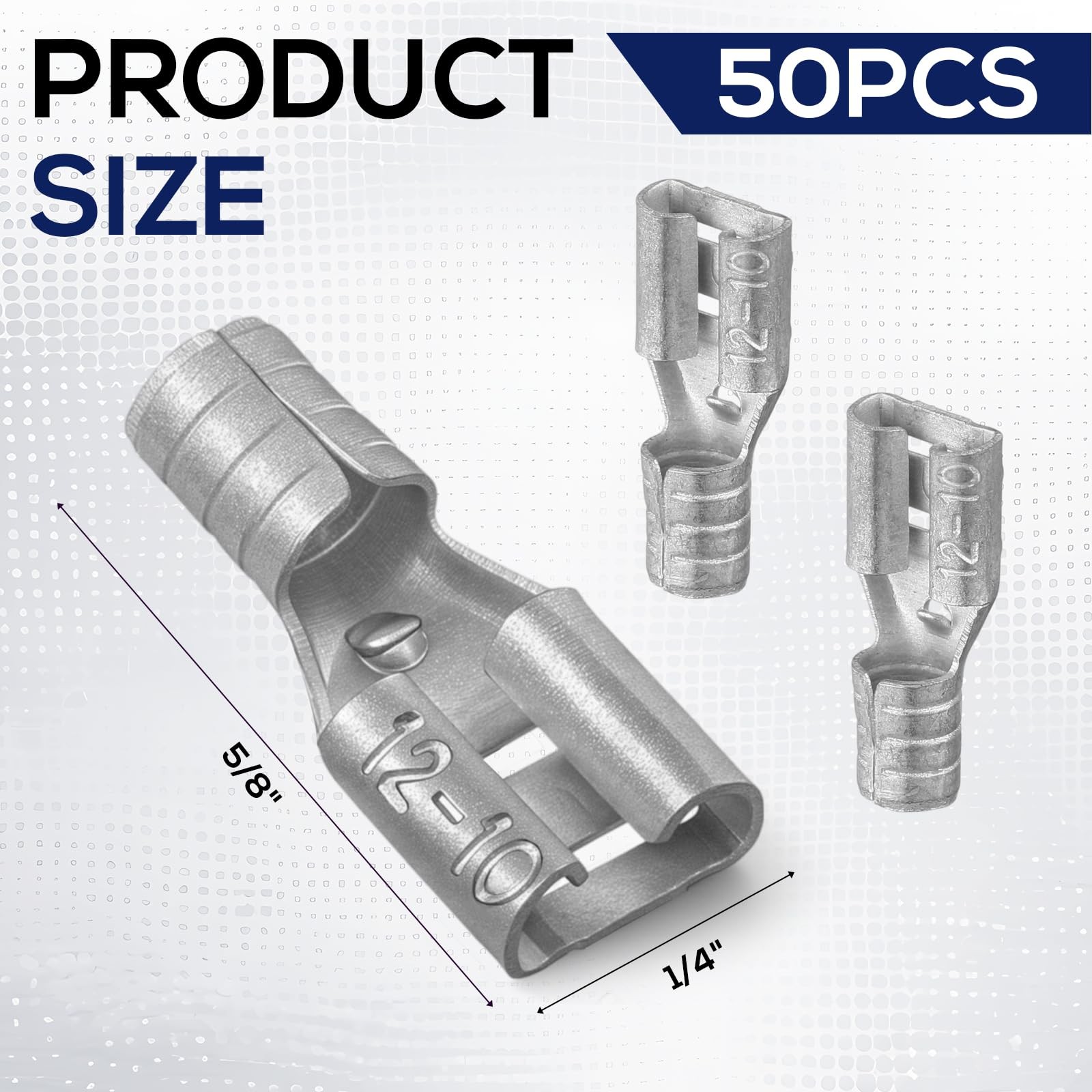 50 Pcs High Temperature Female Non Insulated Spade Connectors, 12-10 Gauge Quick