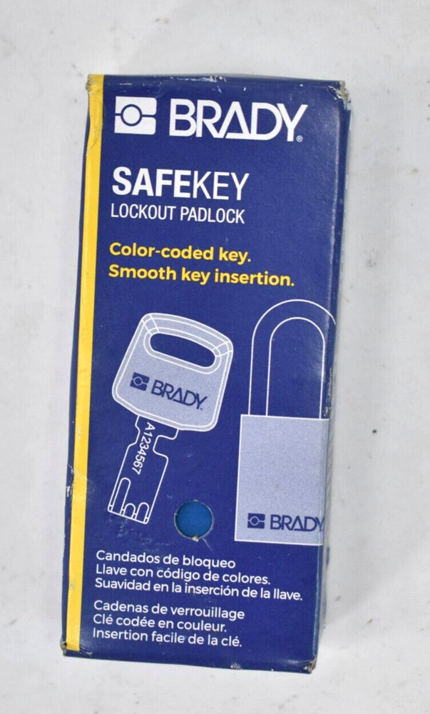 Brady SafeKey Lockout Padlock Color Coded Blue Smooth Insertion 1.5" Shackle