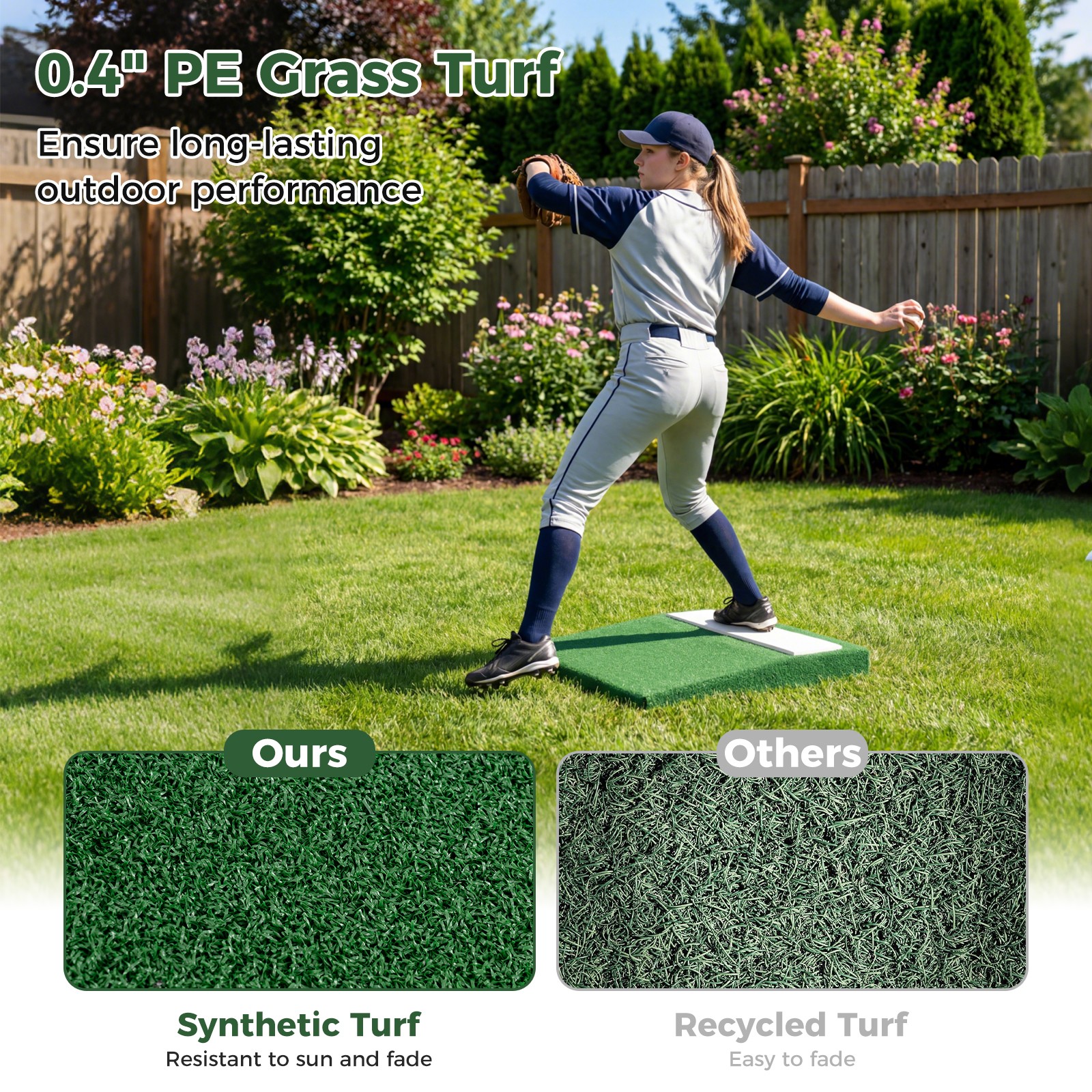 Portable Pitching Mound w/Baseball, Pitching EVA, Carry Handle, Youth Baseball
