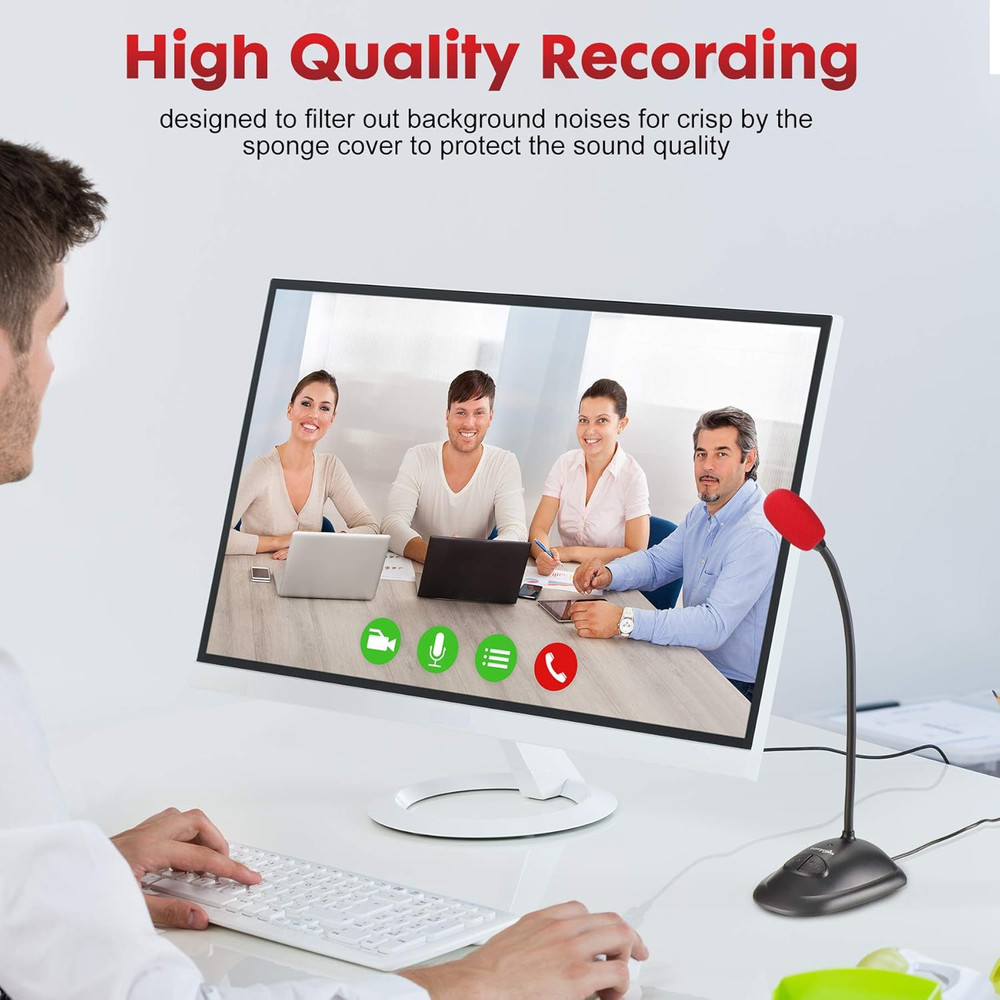 Perrycom USB Computer Microphone, Plug&Play Cardioid Condenser PC Laptop Mic, On