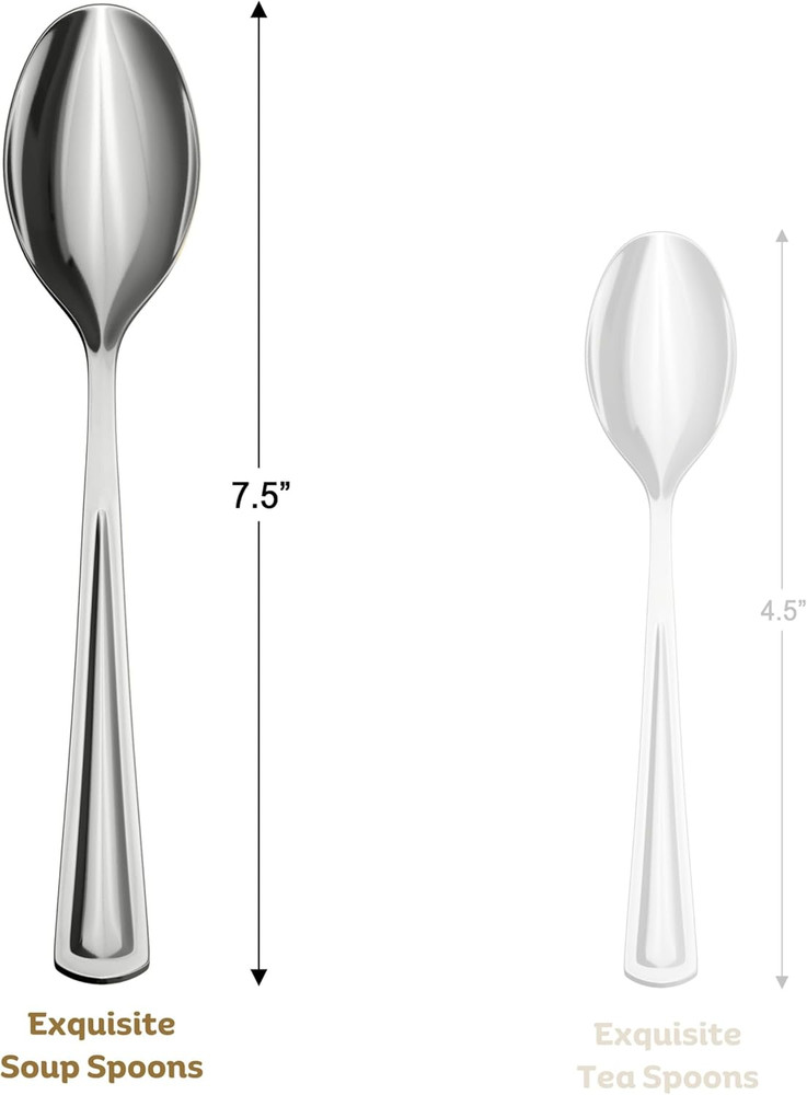 Exquisite Silver Plastic Spoons Heavy Duty 120 Pieces Silver Plastic Silverware
