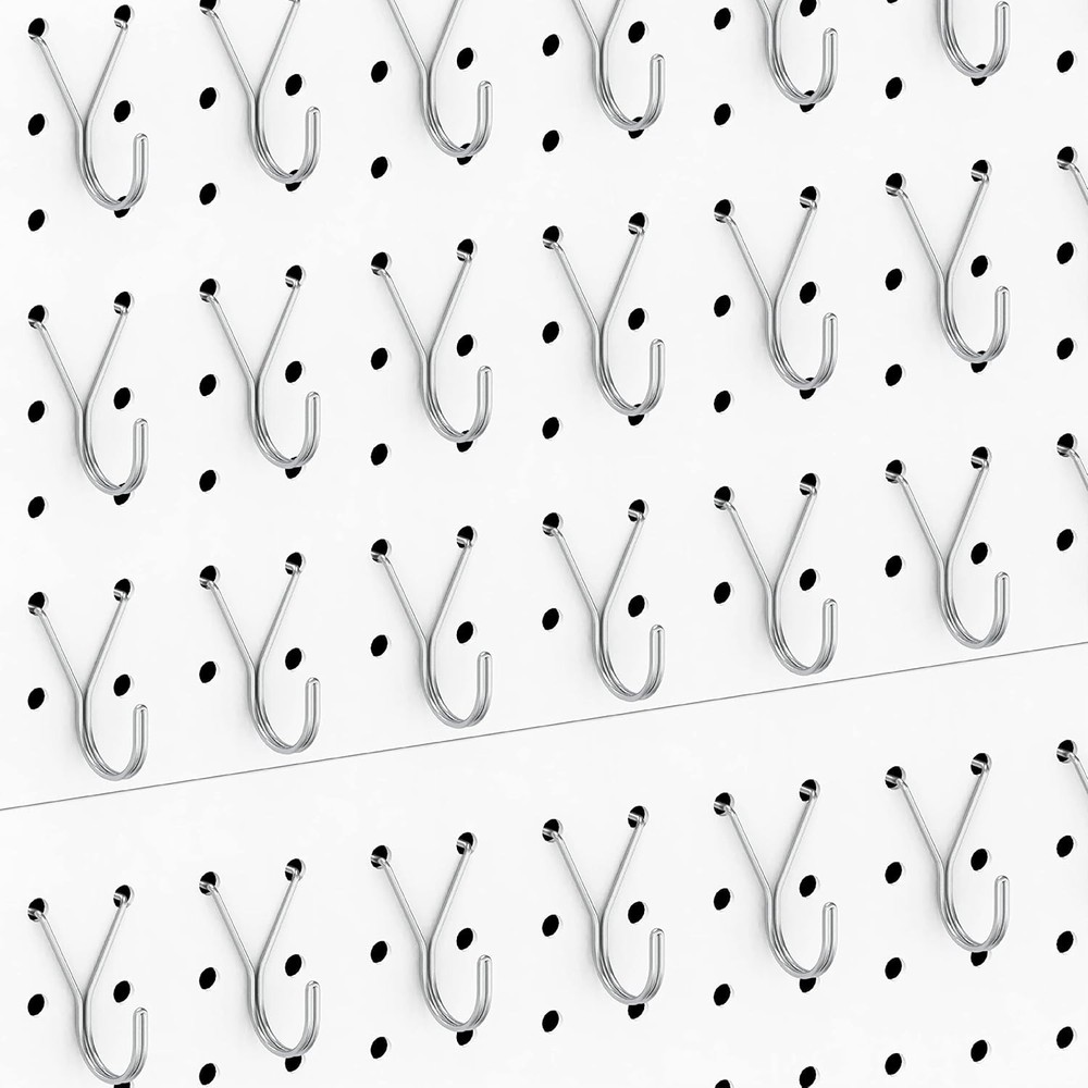 40 Count J-Hook Set - Durable Silver Pegboard Hooks for Effortless Organization