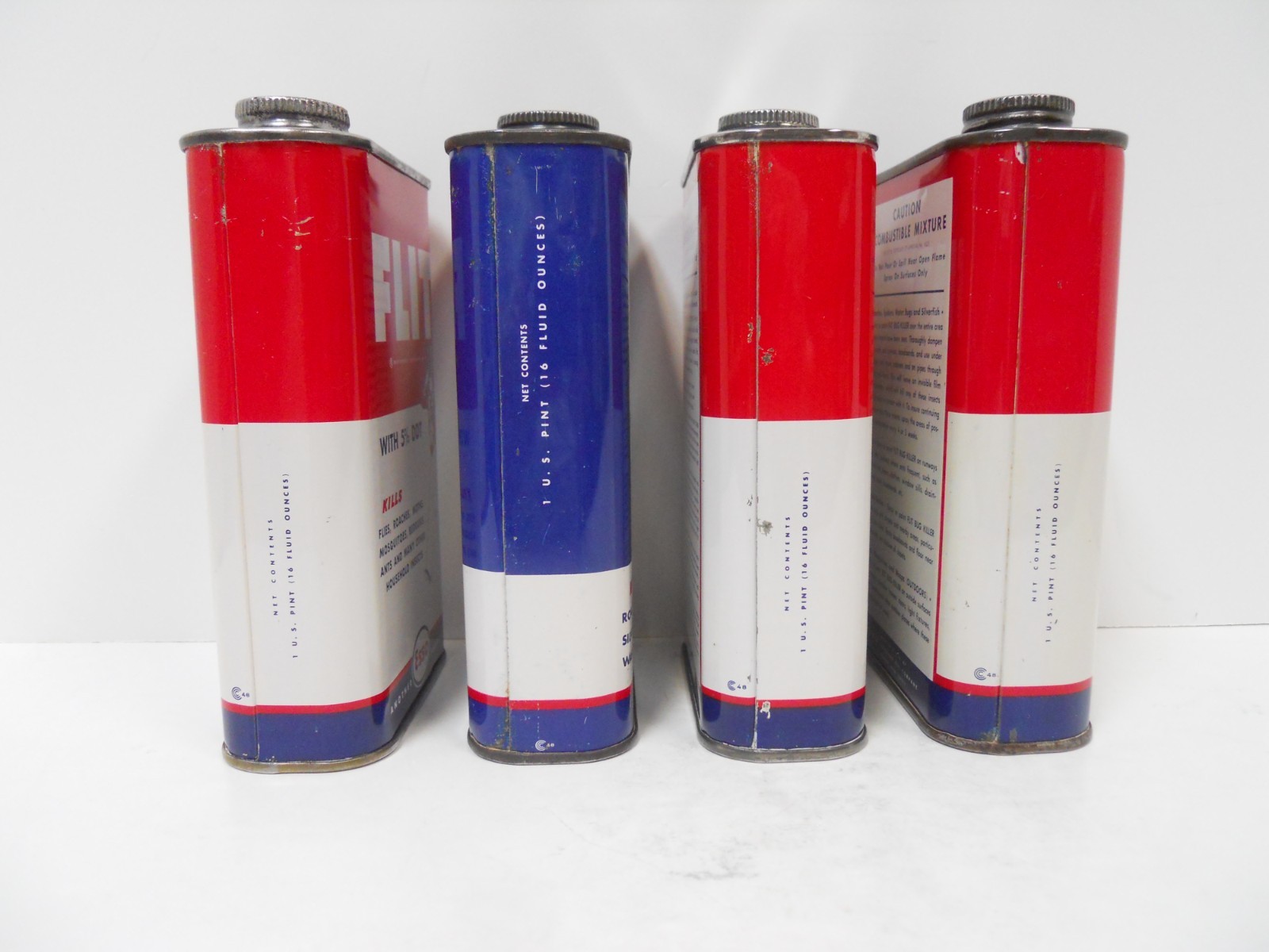 Vintage Set of (4) Different ESSO FLIT 1 Pint Cans Empty and for Display Only
