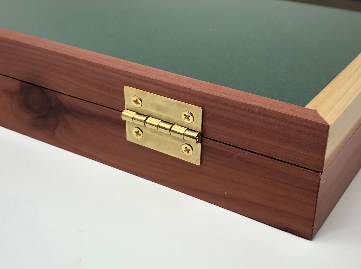 Cedar Wood Display Case 9 x 16 x 2 Glass Top for Arrowheads Knifes Coins & More