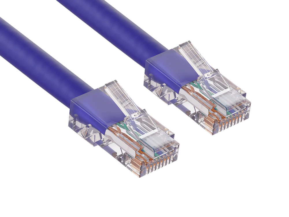 14ft Cat5e UTP Non-Booted Ethernet Network Patch Cable 24AWG Bare Copper, Purple