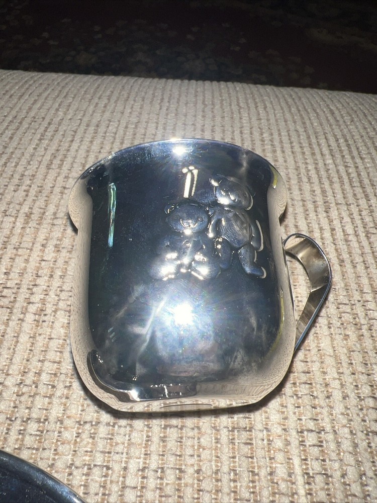 Godinger Silver Childs Teddy Bear Plate and Cup