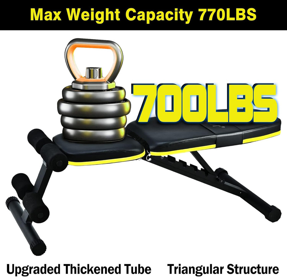 Adjustable Weight Bench, Foldable Workout Benches for Home Gym, 10 Backrest Posi