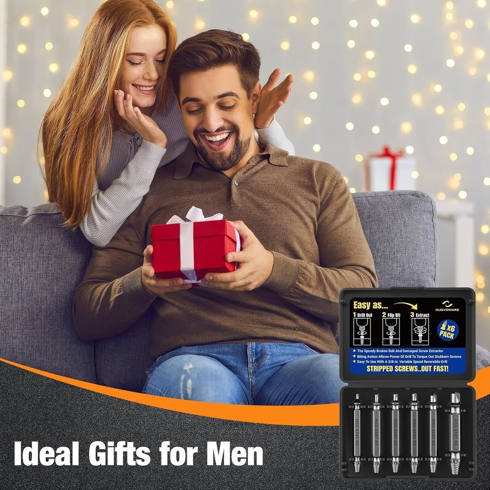 Dual-Head 6 Piece Screw Extractor Set - Fast & Efficient Removal Solution