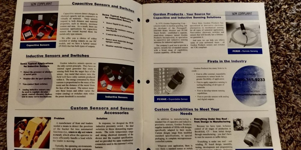 2000 GORDON Products Incorporated CATALOG Capacitive and Inductive Sensing C4