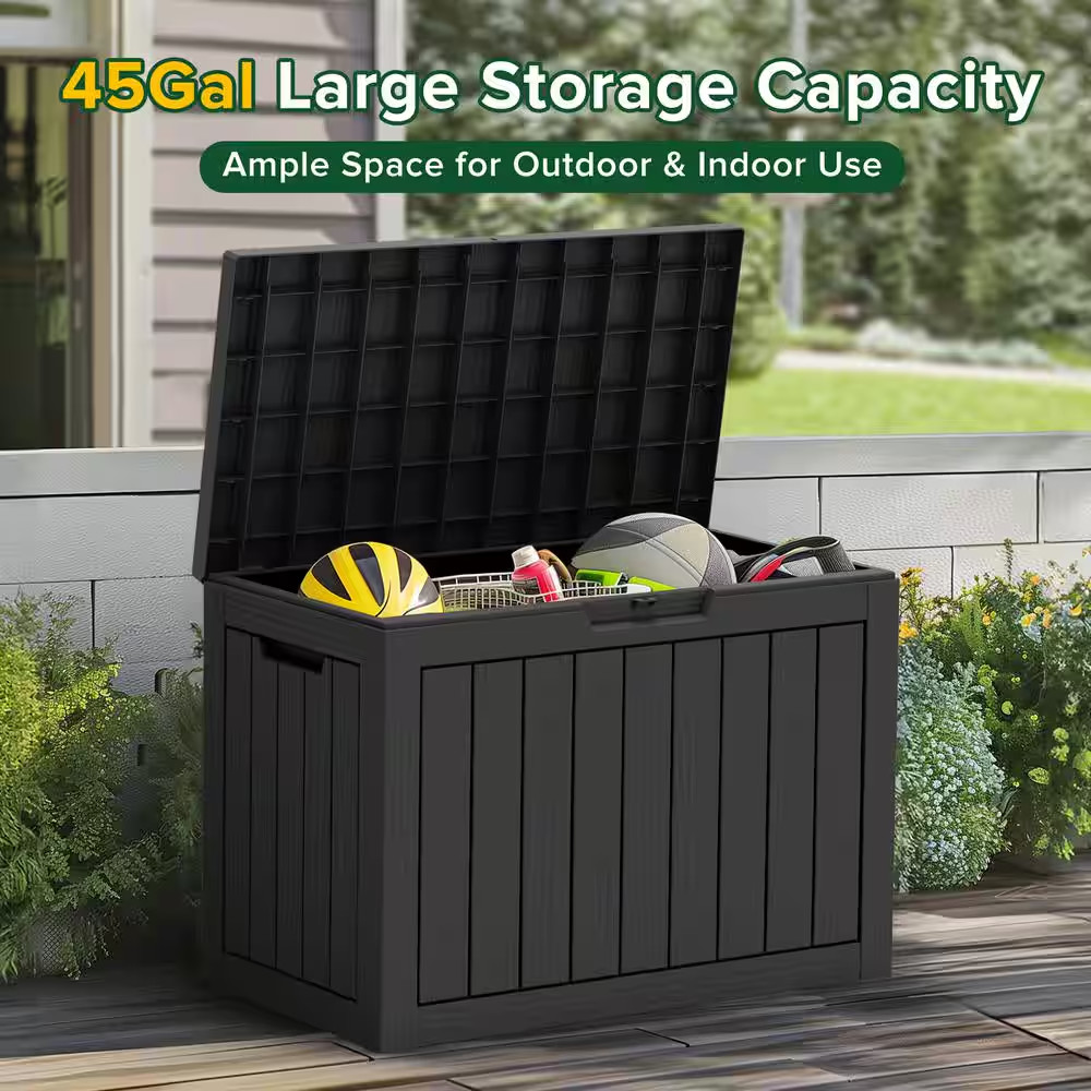 45 Gal. Black Resin Outdoor Storage Deck Box