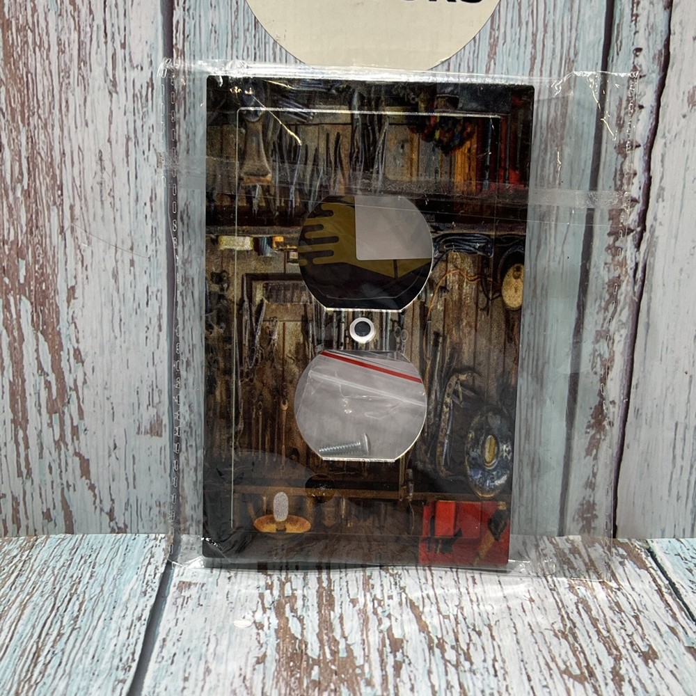 Rustic Tools,2 OutletsWall Switch Plate.NIP