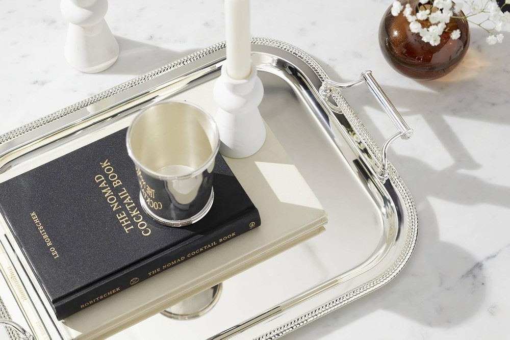 896102 Rectangle Silverplate Tray With Handles