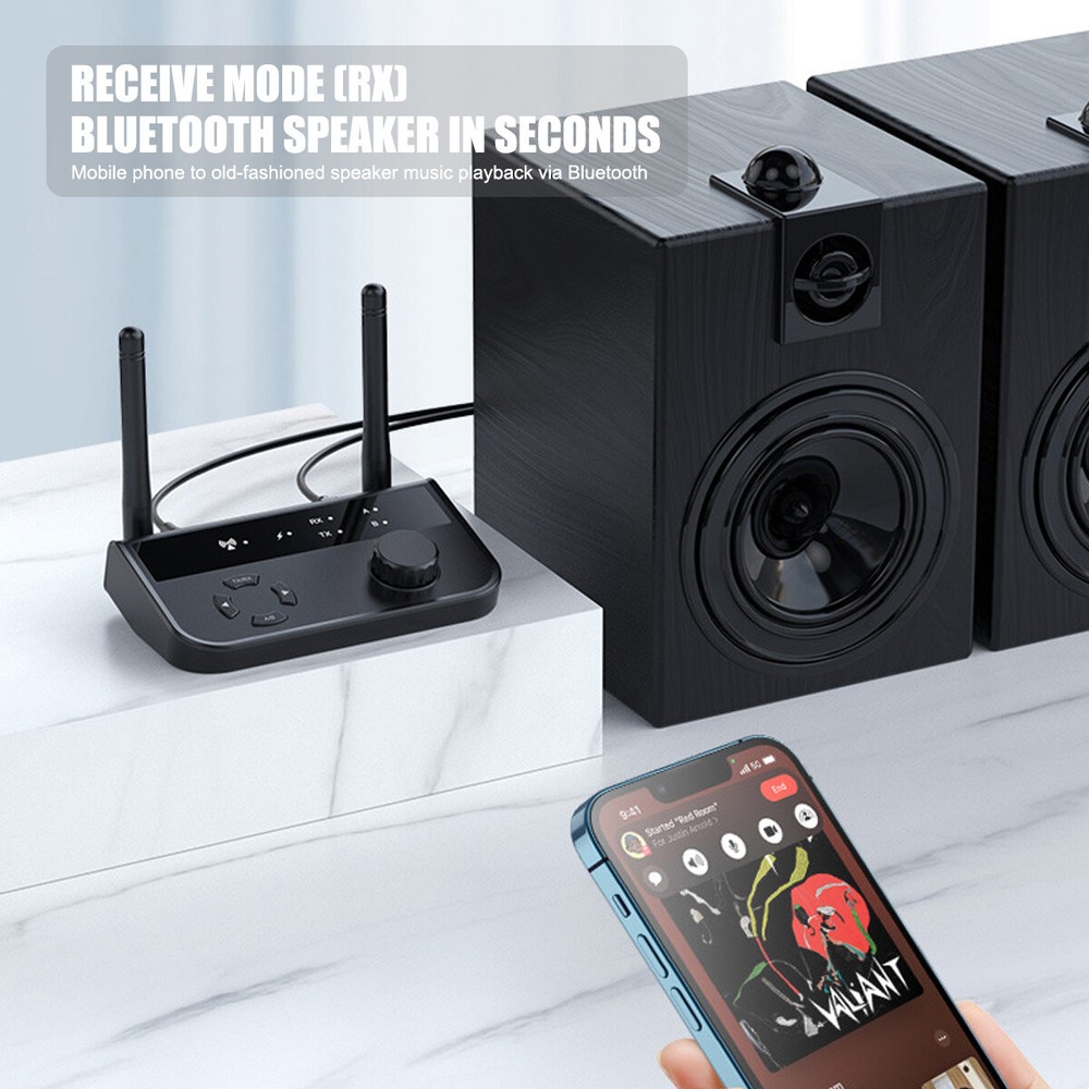 Bluetooth 5.3 Receiver Transmitter Wireless 3.5mm AUX NFC to 2 RCA Audio Adapter