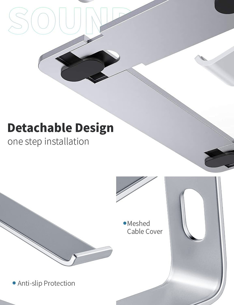 SOUNDANCE Laptop Stand, Aluminum Computer Riser, Ergonomic Laptops Elevator for