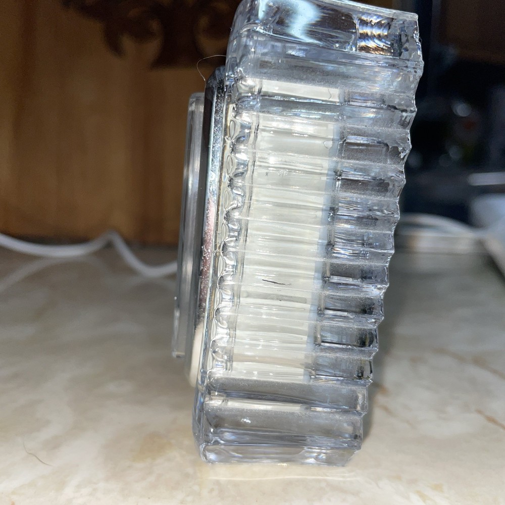 Lead Crystal Framed Square Shelf Quartz Clock TESTED WORKS