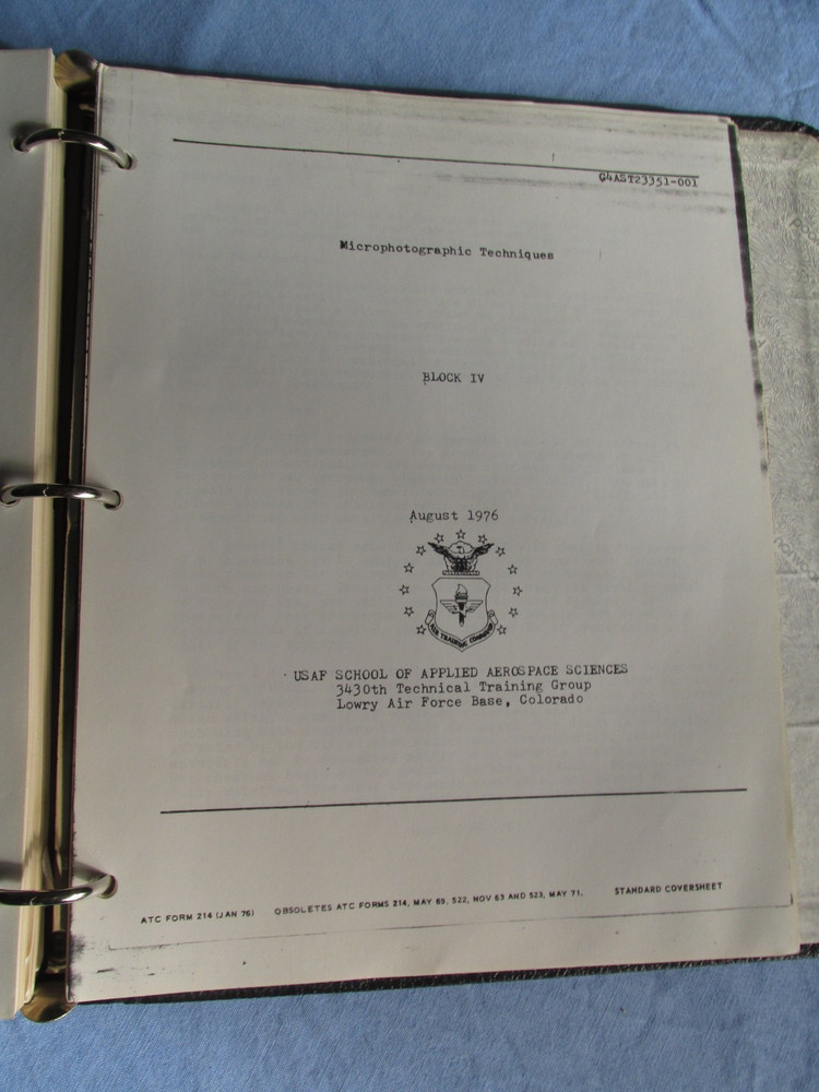 1976 USAF School of Applied Technical Training Manuals Micrographic techniques