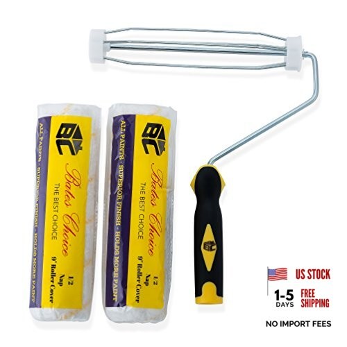 Bates - Paint Roller, 9 inch, Roller Frame with 2 Covers, Roller Naps 9 inch,