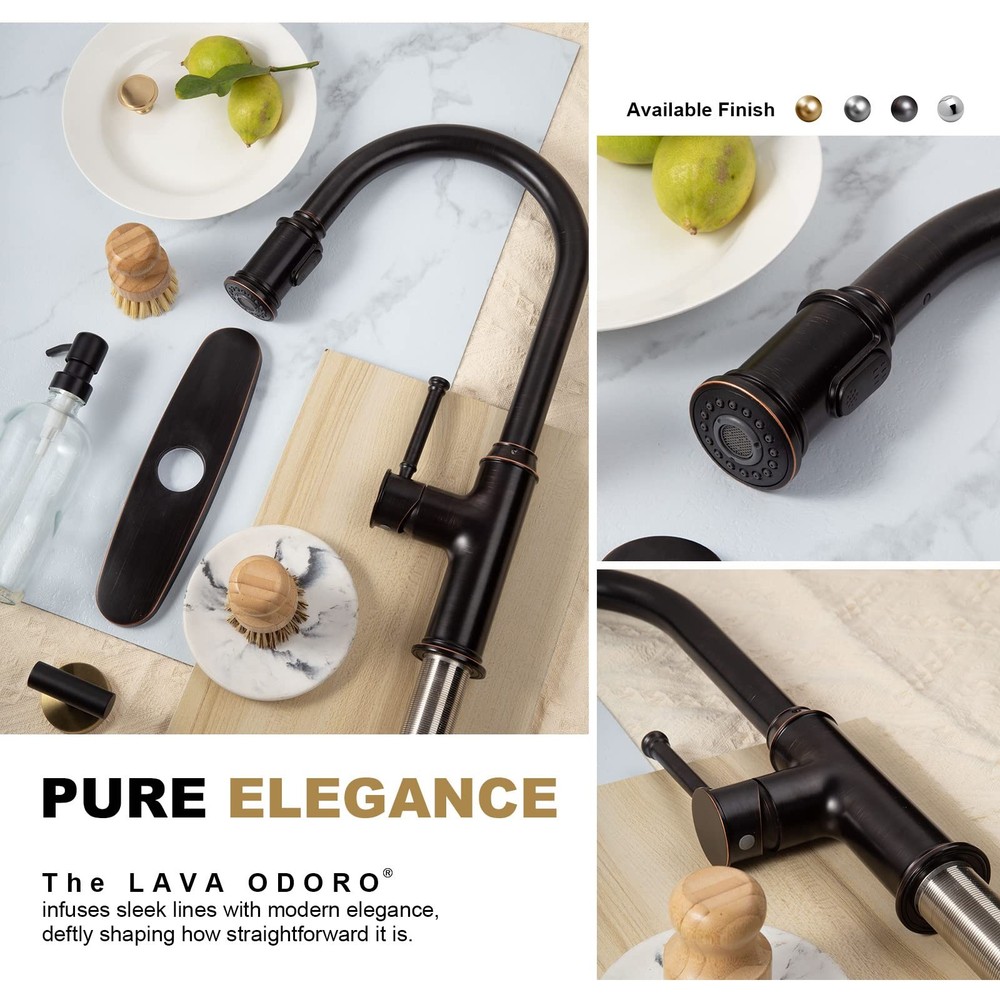 Oil Rubbed Bronze Kitchen Faucet with Pull Down Sprayer, Single Handle Kitche...