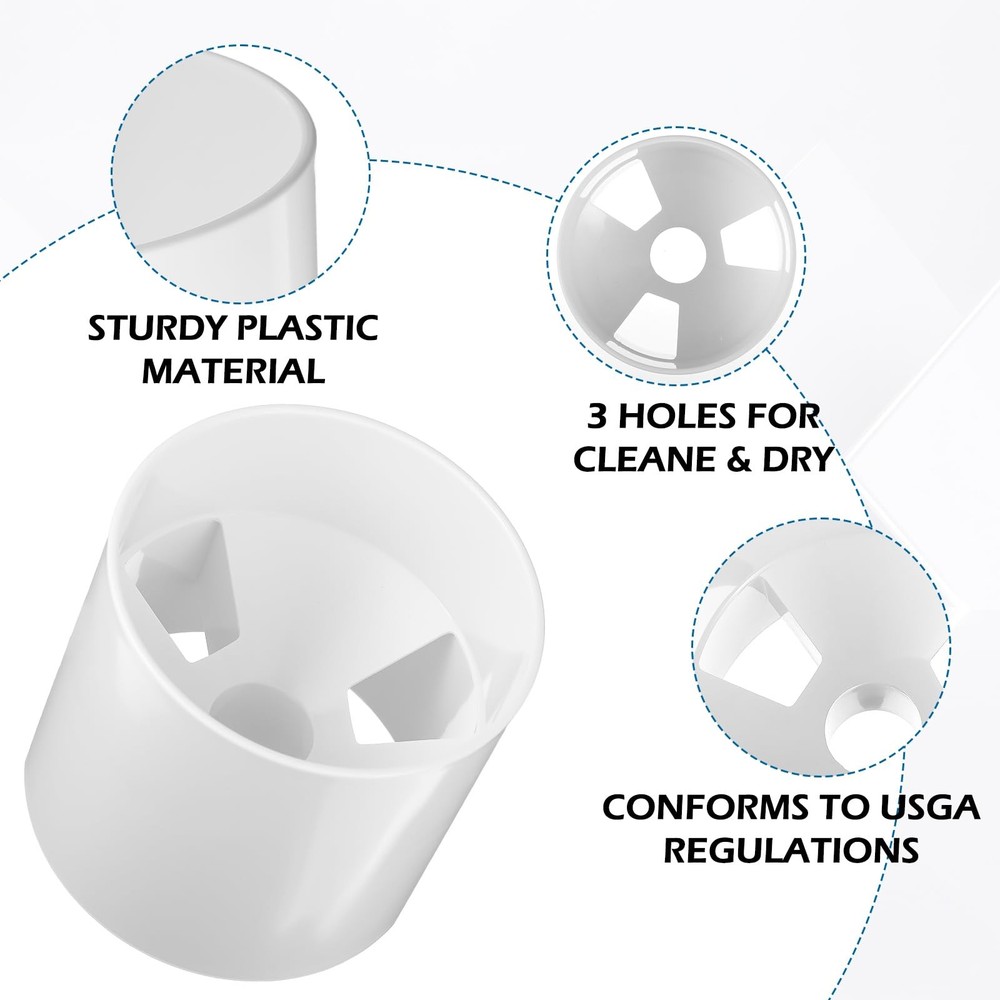 Golf Hole Cup Set - 2PCS Ivory White Plastic, 4 Deep, Durable Design