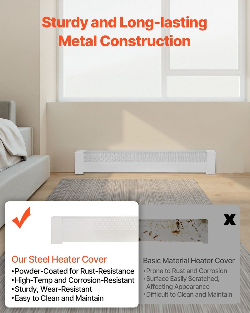 VEVOR Baseboard Heater Covers, Basic Series 4 ft Standard Electric Heating Unit