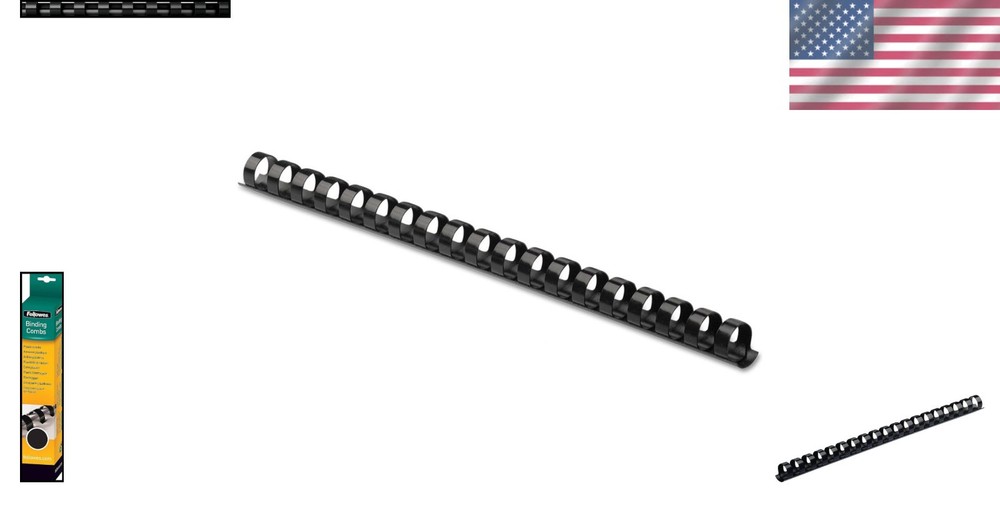 Professional Black Binding Combs 3/8'' - 100 Pack for Elegant Document Binding