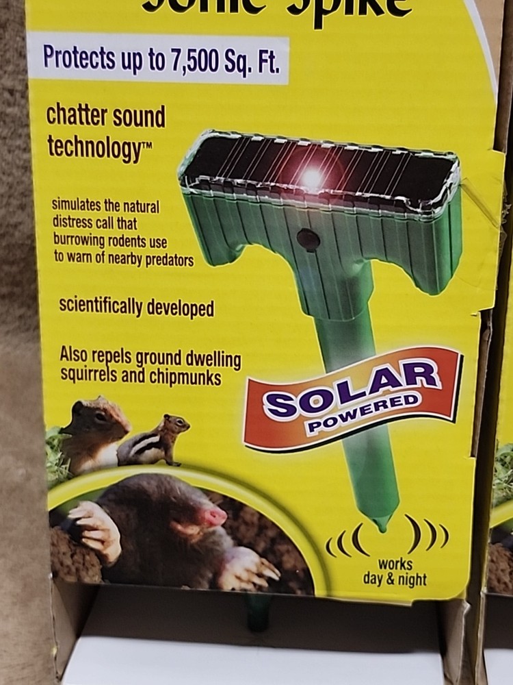 Lot of 5: Molemax Mole & Gopher Repeller Sonic Spike Solar Powered 🆕